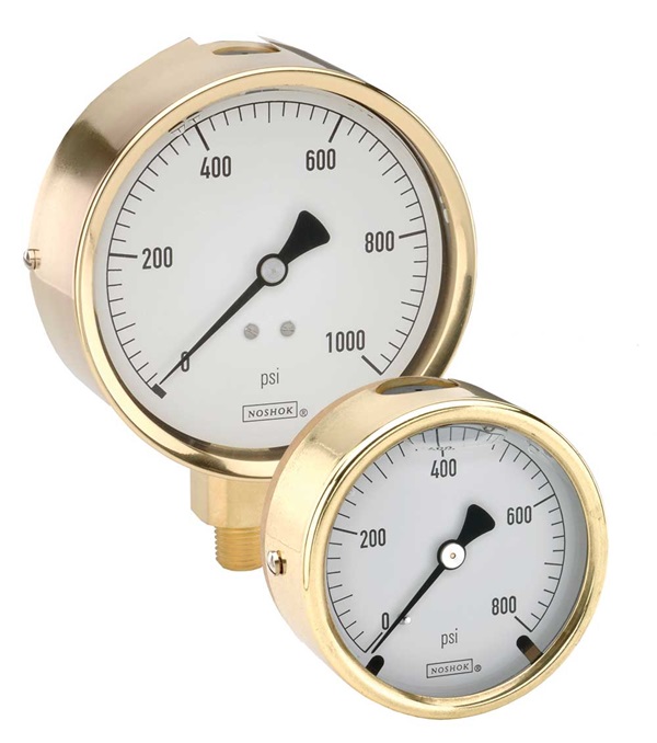 NOSHOK 300 Series Brass Case Liquid Filled Pressure Gauges