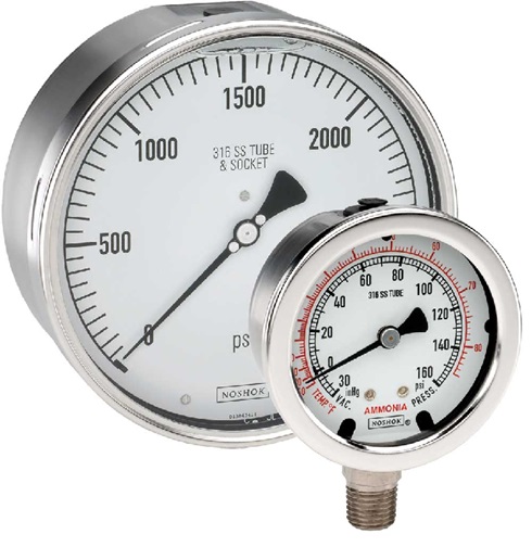 Manómetros NOSHOK serie 400 500 Totalmente de Acero Inoxidable Llenos de Líquido y Secos